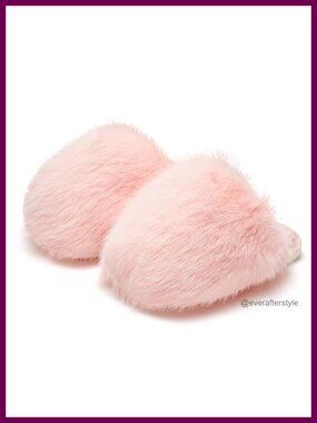Faux Fur Fuzzy Open Back Slippers Closed Toe EVA Sole House Shoes